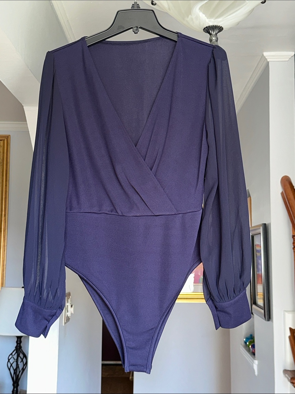 🌺 Women’s Long Sleeve Bodysuit in Navy Sz L